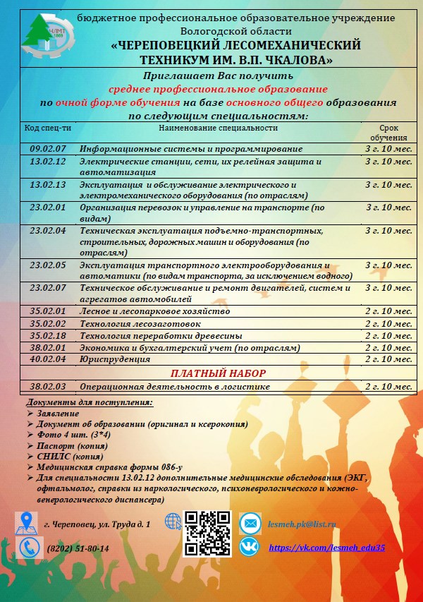 Банер со специальностями 2024